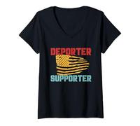 Womens Deporter Supporter Patriotic Retro V-Neck T-Shirt