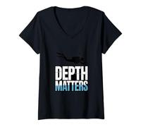 Women's Depth Matters Scuba Diver Underwater Diving V-Neck T-Shirt