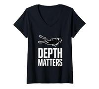 Women's Depth Matters Scuba Diver Underwater Diving V-Neck T-Shirt