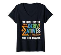 Women's Derivatives Not Drama Funny Math Student Teacher Calculus V-Neck T-Shirt