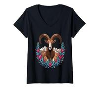 Womens Desert Bighorn Sheep Surrounded by Sagebrush Nevada State V-Neck T-Shirt