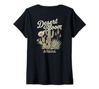 Women's Desert Bloom Arizona Cactus Succulents Agave Prickly Pear V-Neck T-Shirt