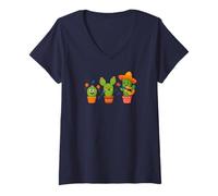 Womens Desert Doodles Cactus Chorus V-Neck T-Shirt