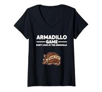 Womens Desert Humor Armadillo Game Don’t Look at The Armadillo V-Neck T-Shirt