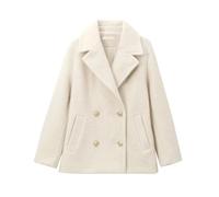 Women's Design Fashion Pearl Leather Double Breasted Coat Beige S
