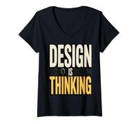 Women's Design is Thinking Quote for Work V-Neck T-Shirt