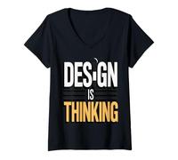 Women's Design is Thinking Quote for Work V-Neck T-Shirt