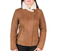 Womens Designer Tan Sheepskin Bomber Flying Real Leather Jacket - Womens Casual Black Genuine Sheepskin Flying Shearling Faux Fur Biker Leather Jacket