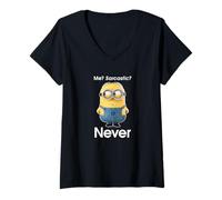 Womens Despicable Me Minions Dave Me? Sarcastic? Never V-Neck T-Shirt