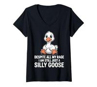 Women's Despite All My Rage Still Just A Silly Goose V-Neck T-Shirt