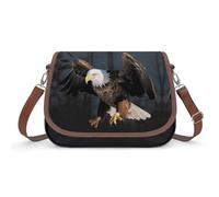 Women's Detachable Strap PU Leather Shoulder Bag 3D Bald Eagle Printed with Inner Pocket, Fashionable Crossbody Purse for Daily Use, Giftable Designer Tote