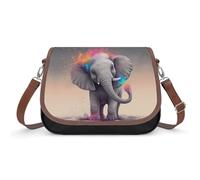 Women's Detachable Strap PU Leather Shoulder Bag Animal Cartoon Elephant Printed with Inner Pocket, Fashionable Crossbody Purse for Daily Use, Giftable Designer Tote