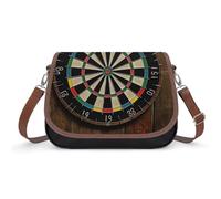 Women's Detachable Strap PU Leather Shoulder Bag Dart Board Printed with Inner Pocket, Fashionable Crossbody Purse for Daily Use, Giftable Designer Tote