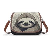 Women's Detachable Strap PU Leather Shoulder Bag Sloth My Spirit Animal Printed with Inner Pocket, Fashionable Crossbody Purse for Daily Use, Giftable Designer Tote