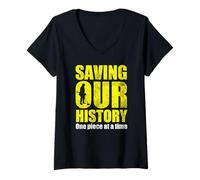 Womens Detectorists, metal detecting, saving our history V-Neck T-Shirt