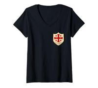 Womens Deus Lo Vult - Jerusalem Cross - Templar V-Neck T-Shirt