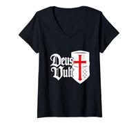 Women's Deus Vult - Epic Knights Templar Helmet V-Neck T-Shirt