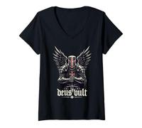 Women's Deus Vult Medieval Templar Knight Crusades V-Neck T-Shirt