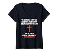Womens Deuteronomy 31:8 Bible Verses Scripture V-Neck T-Shirt