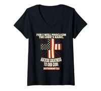Womens Deuteronomy 32:3 Bible Verses Scripture V-Neck T-Shirt