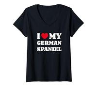 Womens Deutscher Wachtelhund I Love My German Spaniel V-Neck T-Shirt
