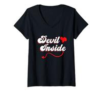 Womens Devil Inside Single Devil V-Neck T-Shirt