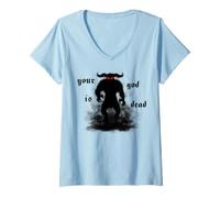 Womens Devil Satan Nine Metalhead Comic Con Inch Lucifer Hell Nails V-Neck T-Shirt
