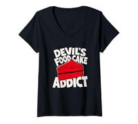 Women's Devil's Food Cake Lover Retro Graphic V-Neck T-Shirt