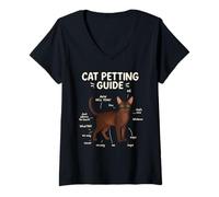Womens Devon Rex Cat Petting Guide Funny Cat Lover V-Neck T-Shirt