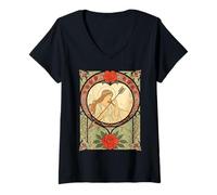 Women's Devotion Vintage Art Nouveau Romance V-Neck T-Shirt