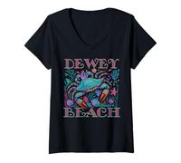 Womens DEWEY BEACH DELAWARE BLUE CRAB SUMMER BEACH VACATION GIFTS V-Neck T-Shirt