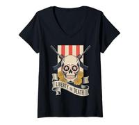 Womens Dia de Los Muertos Calavera - Liberty or Death 2A USA V-Neck T-Shirt