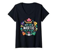 Womens Dia De Los Muertos Day Of Dead Souls Day Love Mexico Party V-Neck T-Shirt