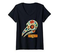 Womens Día de Los Muertos, Day of The Dead, F-CAW-F Sugar Bird V-Neck T-Shirt