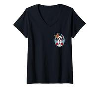 Womens Dia de Los Muertos Floral Sugar Skull Gothic Day Of The Dead V-Neck T-Shirt