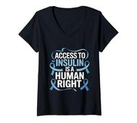 Womens Diabetes Awareness Month Access to Insulin is A Human Right V-Neck T-Shirt