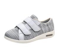 Womens Diabetic Bunions Orthopedic Shoes Adjustable Wide Fit Comfy Anti Slip Breathable Orthopaedic Shoes Plantar Fasciitis Foot and Heel Pain Relief Walking Elderly Shoes,Light grey blend,37EU