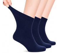 Womens Diabetic non elastic Bamboo Ankle Socks - Gentle Grip Office, Dress Sock, All Season, Breathable and Soft, Ladies Ankle Socks Size 4-8 UK, 3 Pairs (Navy)