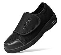 Women's Diabetic Shoes Easy Put on with Adjustable Lightweight for Edema Plantar Fasciitis Bunions Arthritis Neuropathy Wide Width Swollen Feet Bottom Fattening and Widening Elderly Shoes, Black, 7 UK