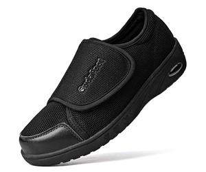 Women's Diabetic Shoes Easy Put on with Adjustable Lightweight for Edema Plantar Fasciitis Bunions Arthritis Neuropathy Wide Width Swollen Feet Bottom Fattening and Widening Elderly Shoes, Black, 7 UK