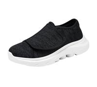 Womens Diabetic Shoes Extra Wide Fit Trainers, Zero Drop Comfort Walking Sneakers with Adjustable Easy Close Orthopedic Slippers for Swollen Feet Plantar Fasciitis Black