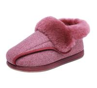 Women's Diabetic Slippers Extra Wide Fit Fuzzy Lined Warm House Shoes for Indoor Outdoor (rosy, L, Adult, Women, 5.5, Numeric, UK Footwear Size System, X-Wide)