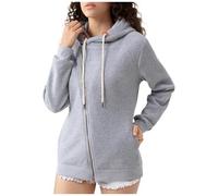 Women's Diagonal Zip-Up Hoodie - Long Sleeve Sweatshirt Large Size Coats with Drawstring Jackets Loose Autumn Winter Outfits for Outdoors Everyday