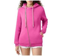 Women's Diagonal Zip-Up Hoodie - Long Sleeve Sweatshirt Large Size Coats with Drawstring Jackets Loose Autumn Winter Outfits for Outdoors Everyday