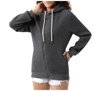 Women's Diagonal Zip-Up Hoodie - Long Sleeve Sweatshirt Large Size Coats with Drawstring Jackets Loose Autumn Winter Outfits for Outdoors Everyday