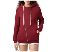 Women's Diagonal Zip-Up Hoodie - Long Sleeve Sweatshirt Large Size Coats with Drawstring Jackets Loose Autumn Winter Outfits for Outdoors Everyday