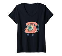 Womens Dial It Back. Retro Tech Nostalgia, Vintage. V-Neck T-Shirt