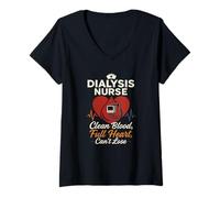 Womens Dialysis Nephrology Kidney Care Blood Cleaning Nurse Quote V-Neck T-Shirt