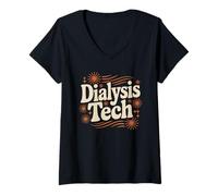 Womens Dialysis Tech Leopard Print Aesthetic V-Neck T-Shirt