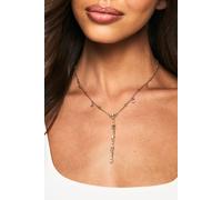 Womens Diamante Plunge Drop Necklace - Gold - One Size, Gold